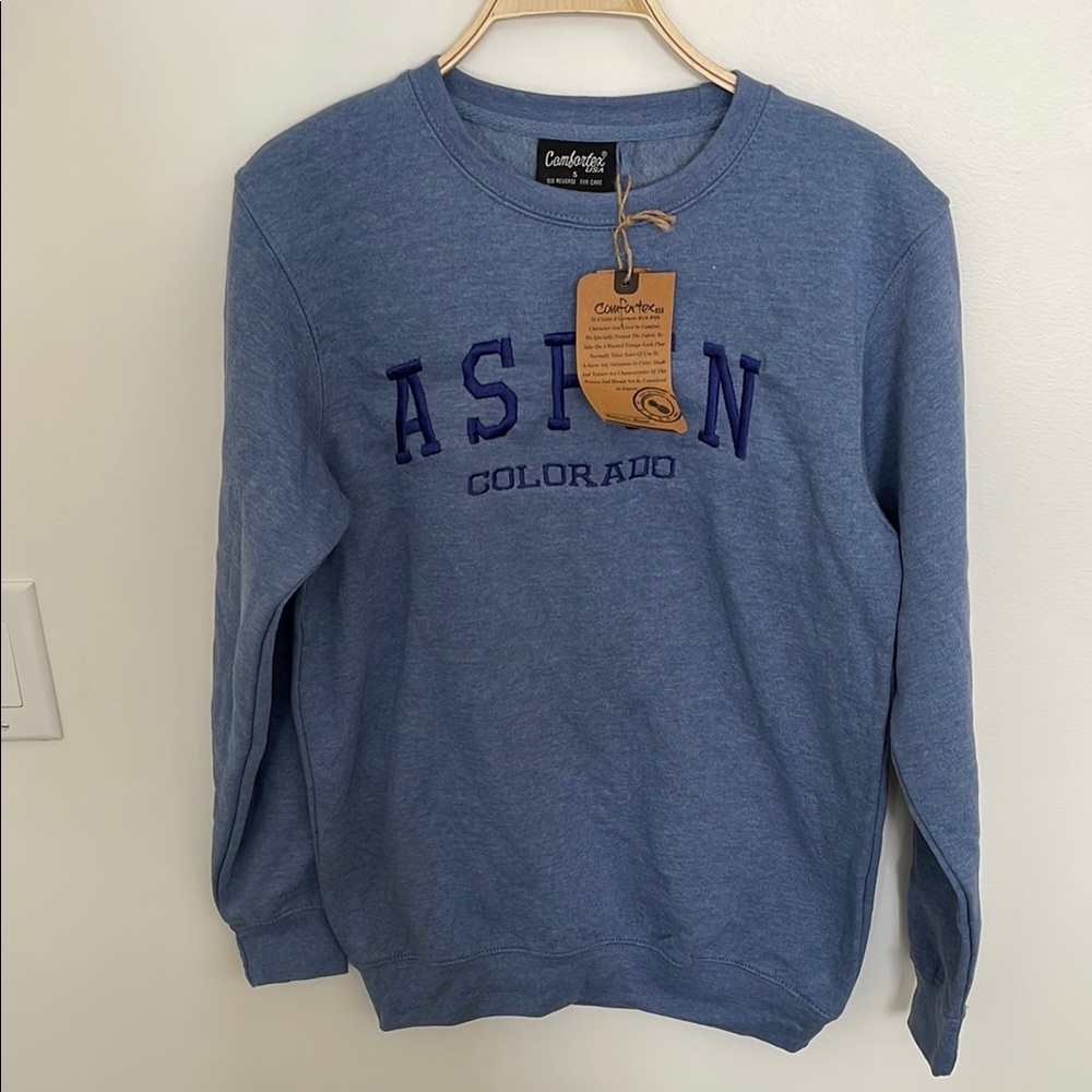 COMFORTEX Men's Aspen Colorado Adult Crew Neck Sweatshirt Size M in Denim